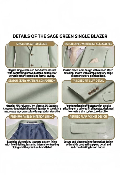 Saliegroene, getailleerde formele blazer voor heren - Belmount - Image 6