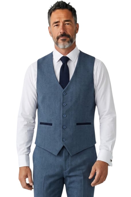 Herenpak, blauw, 3-delig, tweed met visgraatmotief - IM4 - Image 4