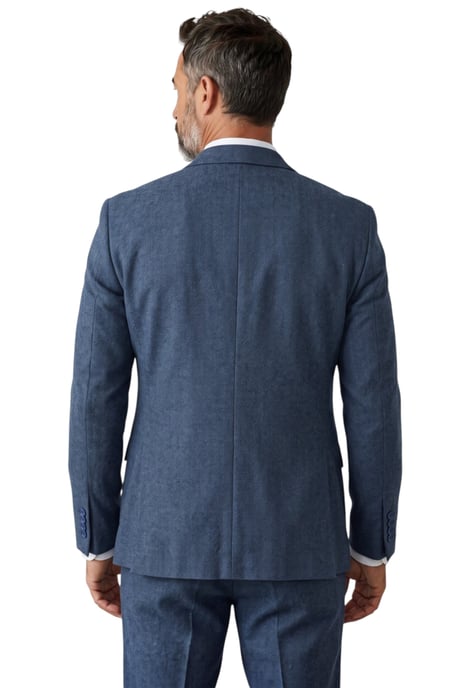 Herenpak, blauw, 3-delig, tweed met visgraatmotief - IM4 - Image 6