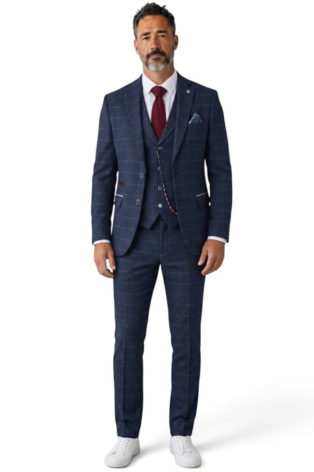 Marineblauw tweed driedelig pak van wolmix voor heren - TP-32 - Image 1