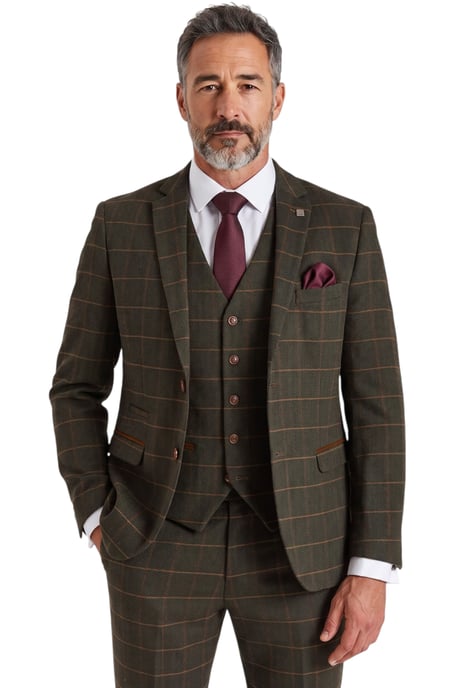 Groen driedelig pak van wollen tweed voor heren - Harris - Image 2
