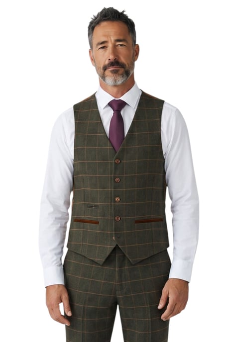Groen driedelig pak van wollen tweed voor heren - Harris - Image 4
