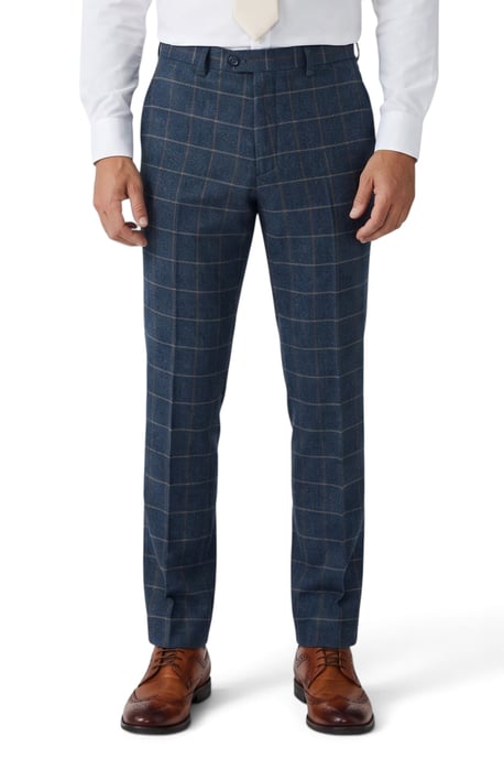 Marineblauwe tweedbroek voor heren met visgraatmotief - Harris - Image 1