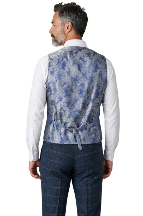 Marineblauwe driedelige wollen tweedpak voor heren - Harris - Image 6