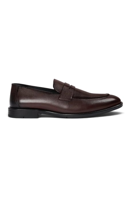 Paul Andrew heren penny loafers van bruin leer met moc toe-neus - Ted - Image 1