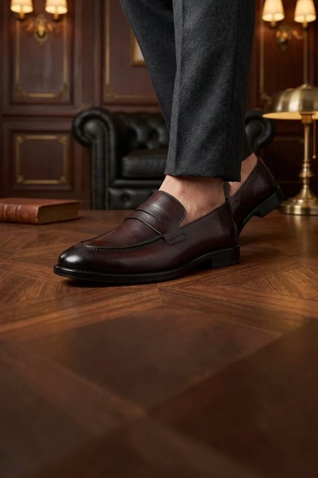 Paul Andrew heren penny loafers van bruin leer met moc toe-neus - Ted - Image 3