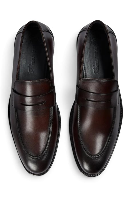 Paul Andrew heren penny loafers van bruin leer met moc toe-neus - Ted - Image 4