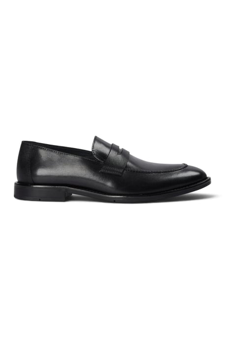 Paul Andrew heren penny loafers van zwart leer met moc toe-neus - Ted - Image 1