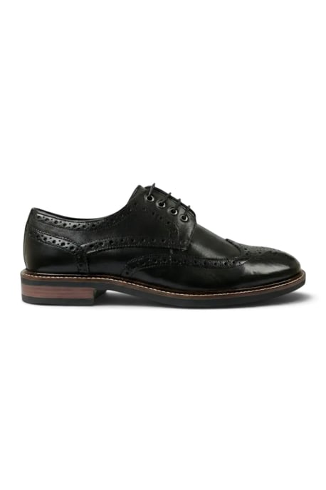 John White herenschoenen, zwarte leren wingtip brogues met vetersluiting - Stokes - Image 1