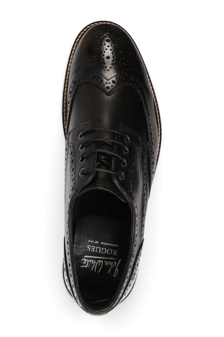 John White herenschoenen, zwarte leren wingtip brogues met vetersluiting - Stokes - Image 4
