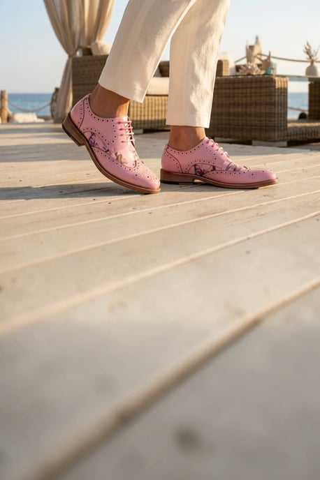 Justin Reess Roze Gebloemde Brogues Brogues Heren - Wolf - Image 3