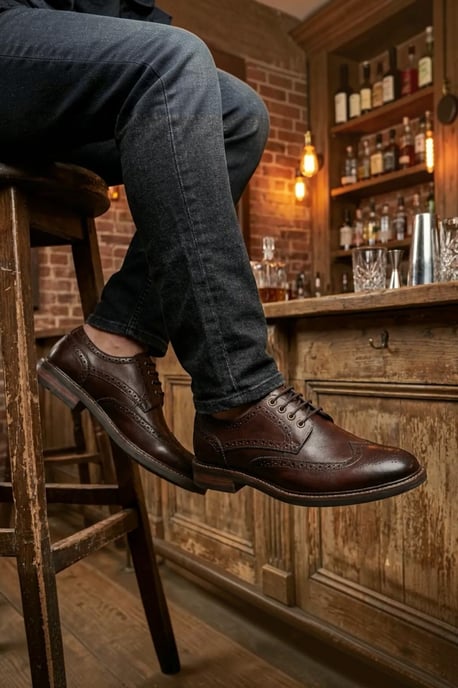 John White Heren Bruine Leren Wingtip Brogue Veterschoenen - Stokes - Image 3