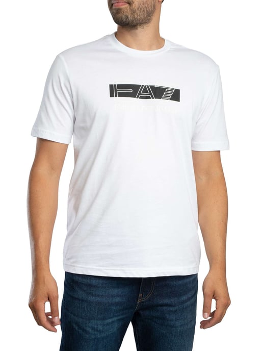 EA7 Merk Grafisch T-Shirt, Wit - Image 1