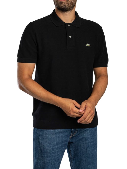 Lacoste Gebreid Poloshirt Met Logo, Zwart - Image 2