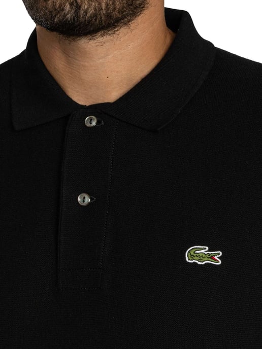 Lacoste Gebreid Poloshirt Met Logo, Zwart - Image 4