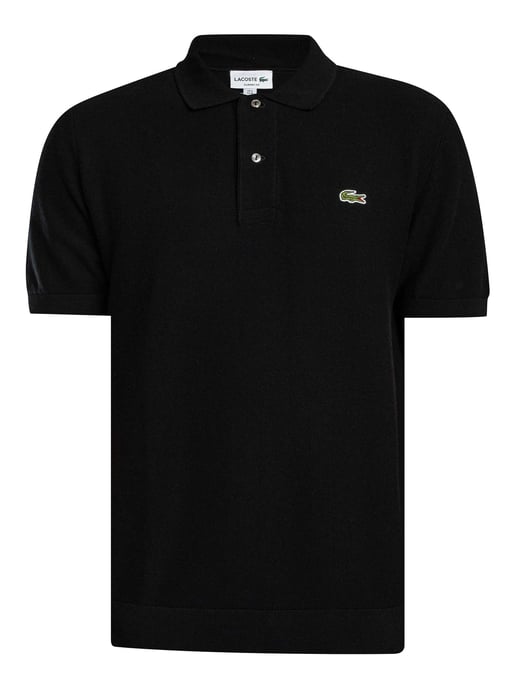 Lacoste Gebreid Poloshirt Met Logo, Zwart - Image 5