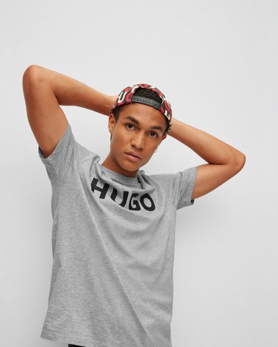 Men's Hugo T-Shirt in Grey/Black 062 - Image 2