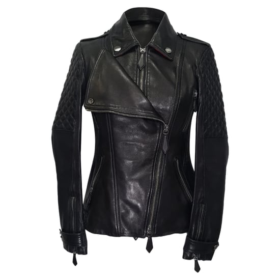 Burberry Gequilted Accent Bikerjack in Zwart Lamsleer - Image 1