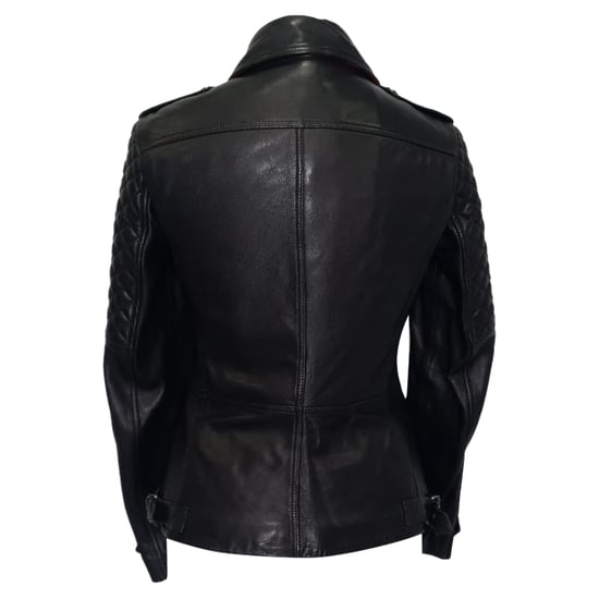 Burberry Gequilted Accent Bikerjack in Zwart Lamsleer - Image 3