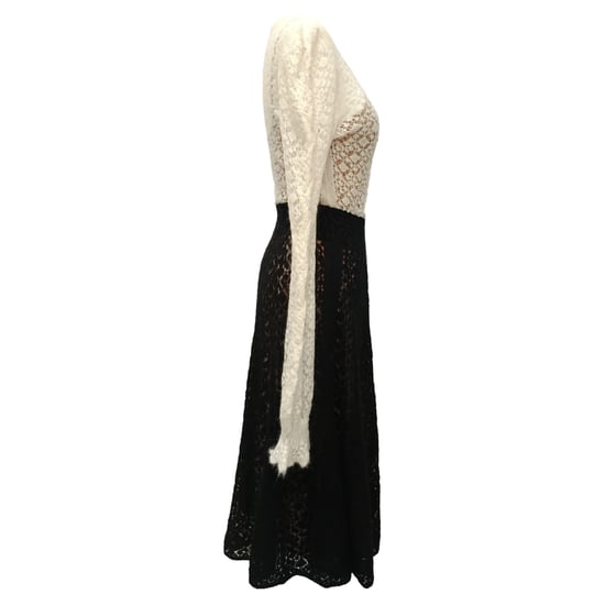 Chanel Bicolor Kant Midi Jurk in Zwarte Wol - Image 2