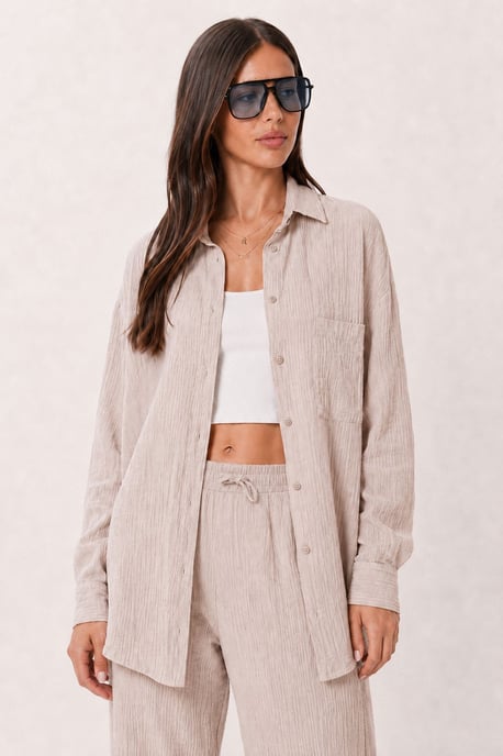 Hoge Taille Brede Pijpen Twee-Delig Co-ord Set met Kraag - Image 2