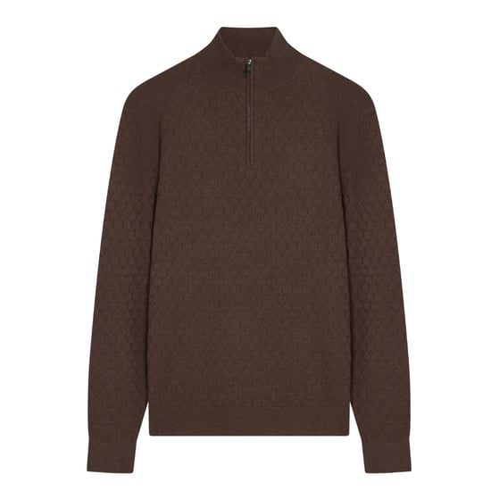 Ted Baker Kurnle T-steek Gebreide Trui Met Halve Rits, Bruin - Image 1