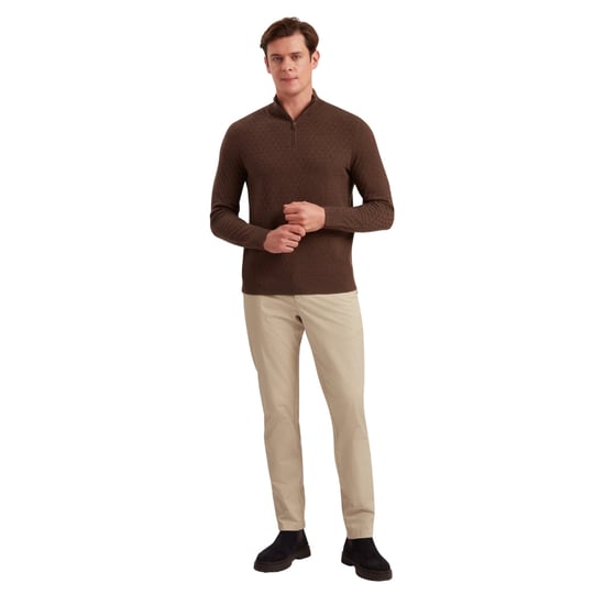 Ted Baker Kurnle T-steek Gebreide Trui Met Halve Rits, Bruin - Image 3