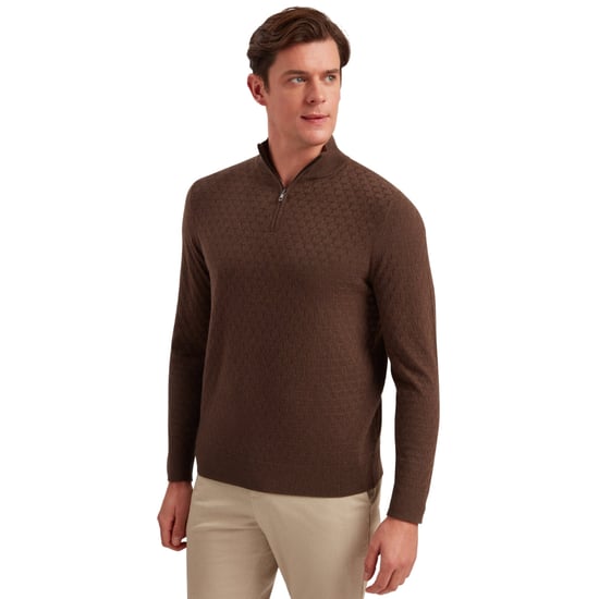 Ted Baker Kurnle T-steek Gebreide Trui Met Halve Rits, Bruin - Image 4