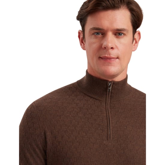 Ted Baker Kurnle T-steek Gebreide Trui Met Halve Rits, Bruin - Image 5
