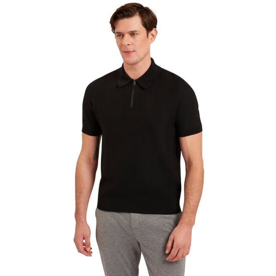 Ted Baker Fourd Poloshirt Met Visgraatsteek En Ritssluiting, Zwart - Image 4