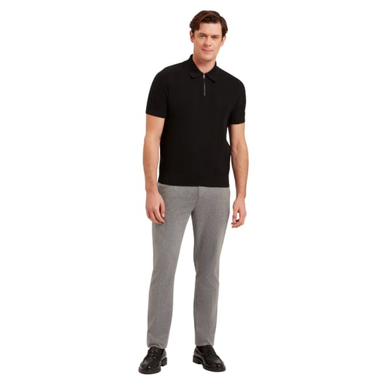 Ted Baker Fourd Poloshirt Met Visgraatsteek En Ritssluiting, Zwart - Image 5