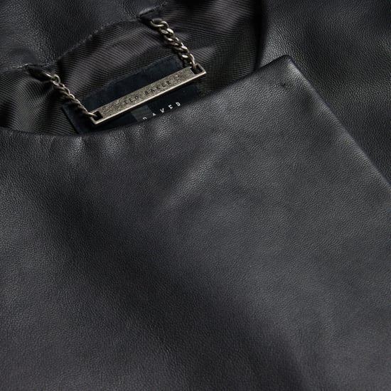 Ted Baker Obino Zwarte Leren Jas Met Korte Mouwen En Open Voorkant - Image 3