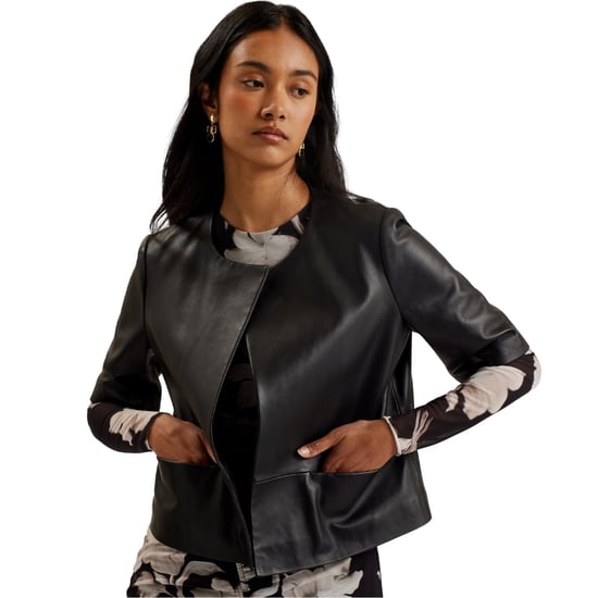 Ted Baker Obino Zwarte Leren Jas Met Korte Mouwen En Open Voorkant - Image 4