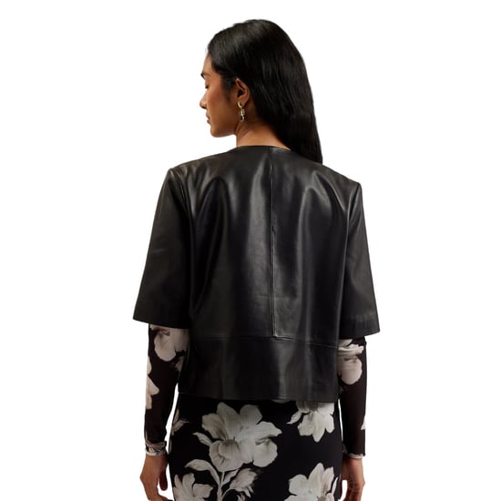 Ted Baker Obino Zwarte Leren Jas Met Korte Mouwen En Open Voorkant - Image 5