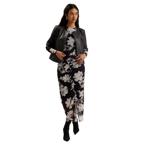 Ted Baker Obino Zwarte Leren Jas Met Korte Mouwen En Open Voorkant - Image 6