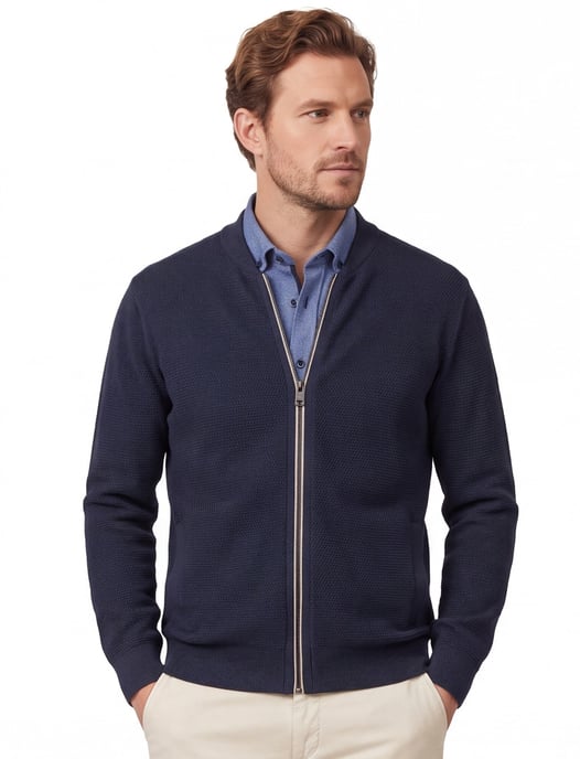 Vest Casa Moda donkerblauw gebreid - Image 1