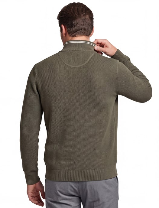 Gant vest groen rits effen 100% katoen opstaande kraag - Image 2