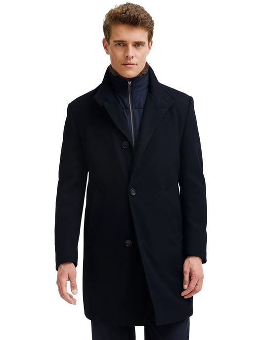 Half lange winterjas Bugatti donkerblauw - Image 1