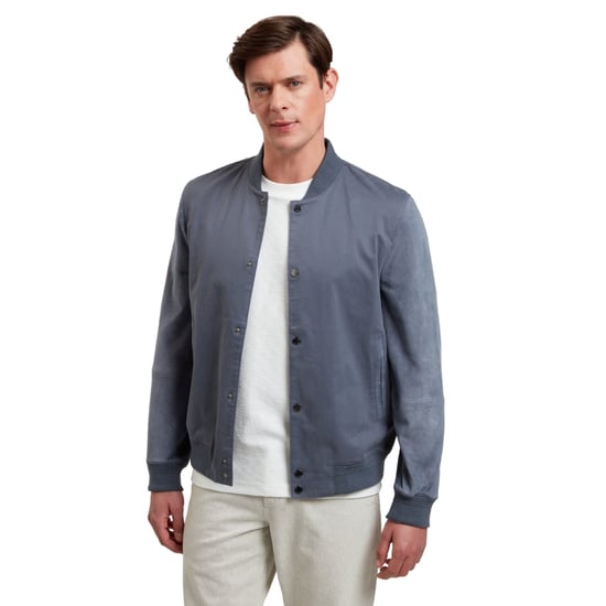 Ted Baker Liams Bomberjack Van Katoenen Twill En Suède In Blauw - Image 4