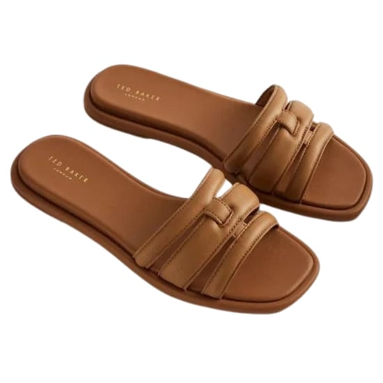 Ted Baker Leeiaa Platgeweven T-logo Bruine Slippers - Image 2