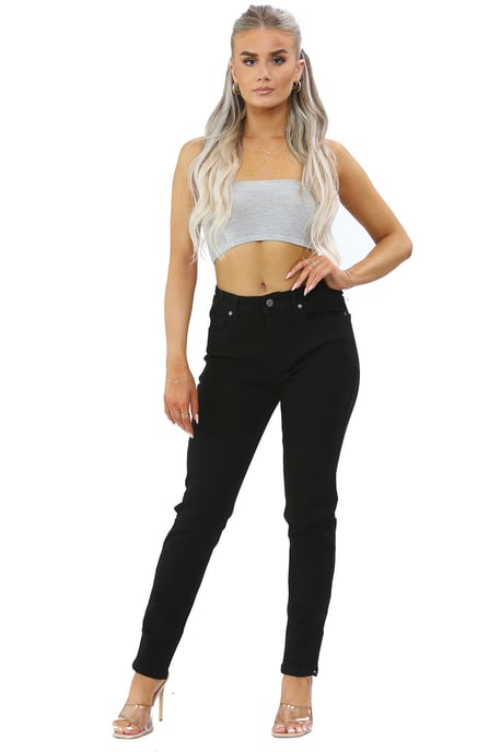 Dames Skinny Fit Stretch Hoge Taille Denim Jeans Zwart - Image 1