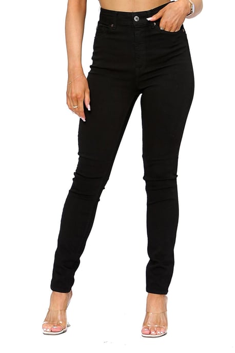 Dames Skinny Fit Stretch Hoge Taille Denim Jeans Zwart - Image 2