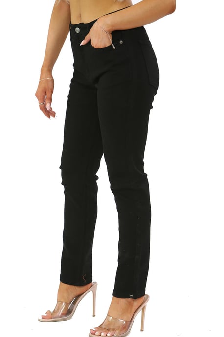 Dames Skinny Fit Stretch Hoge Taille Denim Jeans Zwart - Image 4