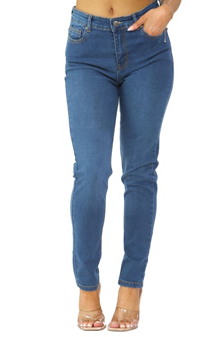 Dames Skinny Fit Stretch Hoge Taille Denim Jeans Blauw - Image 2