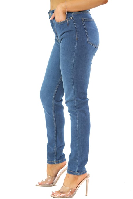 Dames Skinny Fit Stretch Hoge Taille Denim Jeans Blauw - Image 4