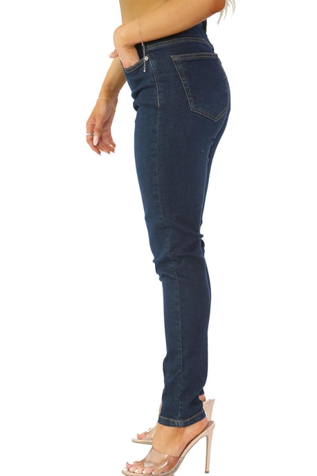 Dames Skinny Fit Stretch Hoge Taille Denim Jeans Donkerblauw - Image 4