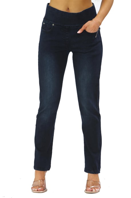 Dames Jeans met Elastische Taille en Buikcontrole in Donkerblauw - Image 1
