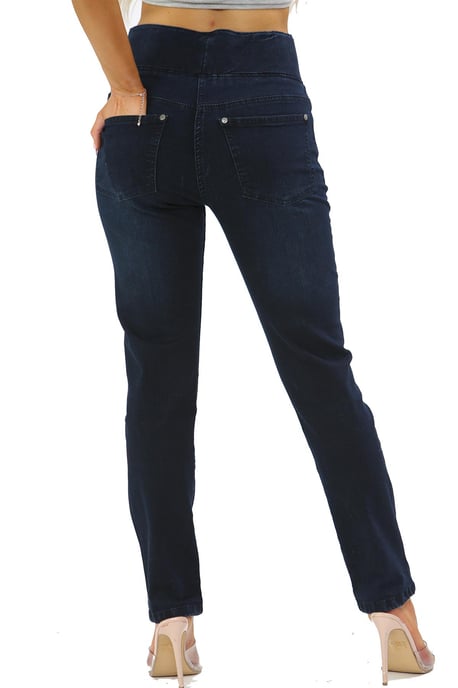 Dames Jeans met Elastische Taille en Buikcontrole in Donkerblauw - Image 2