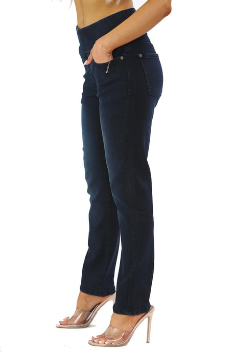 Dames Jeans met Elastische Taille en Buikcontrole in Donkerblauw - Image 3
