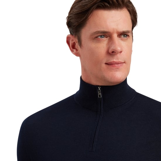 Heren Ted Baker Limehas Merino Wol Core Half-Zip Sweatshirt in Navy - Image 5